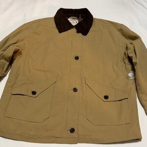 Ci Sono Khaki Padded Barn Jacket with Brown Corduroy Collar M NWT